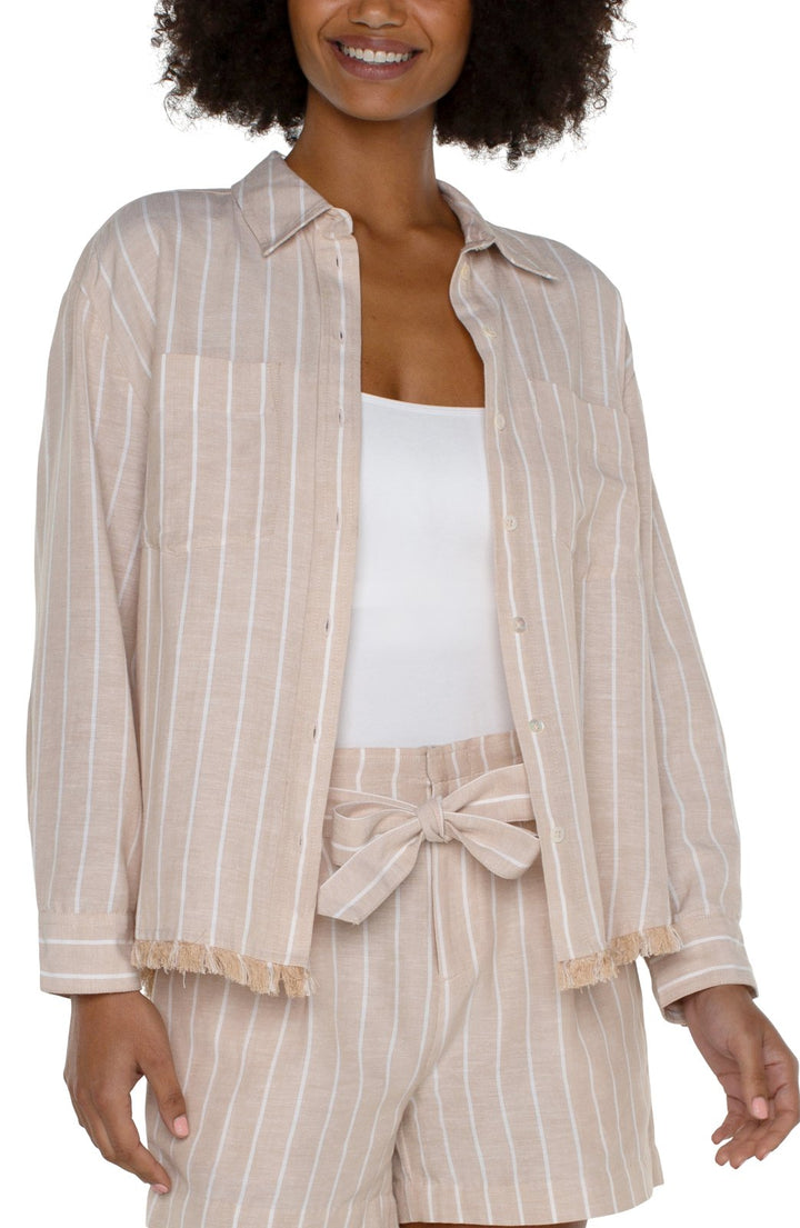Striped Shirt with Fray Hem from Liverpool
