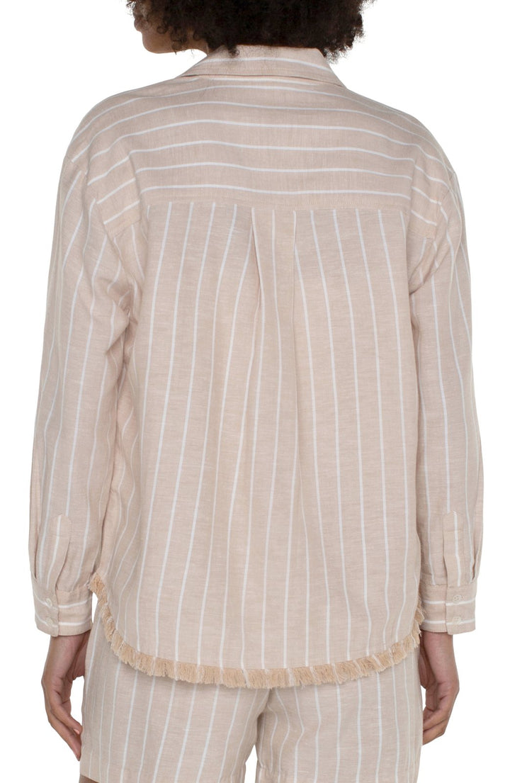 Striped Shirt with Fray Hem from Liverpool