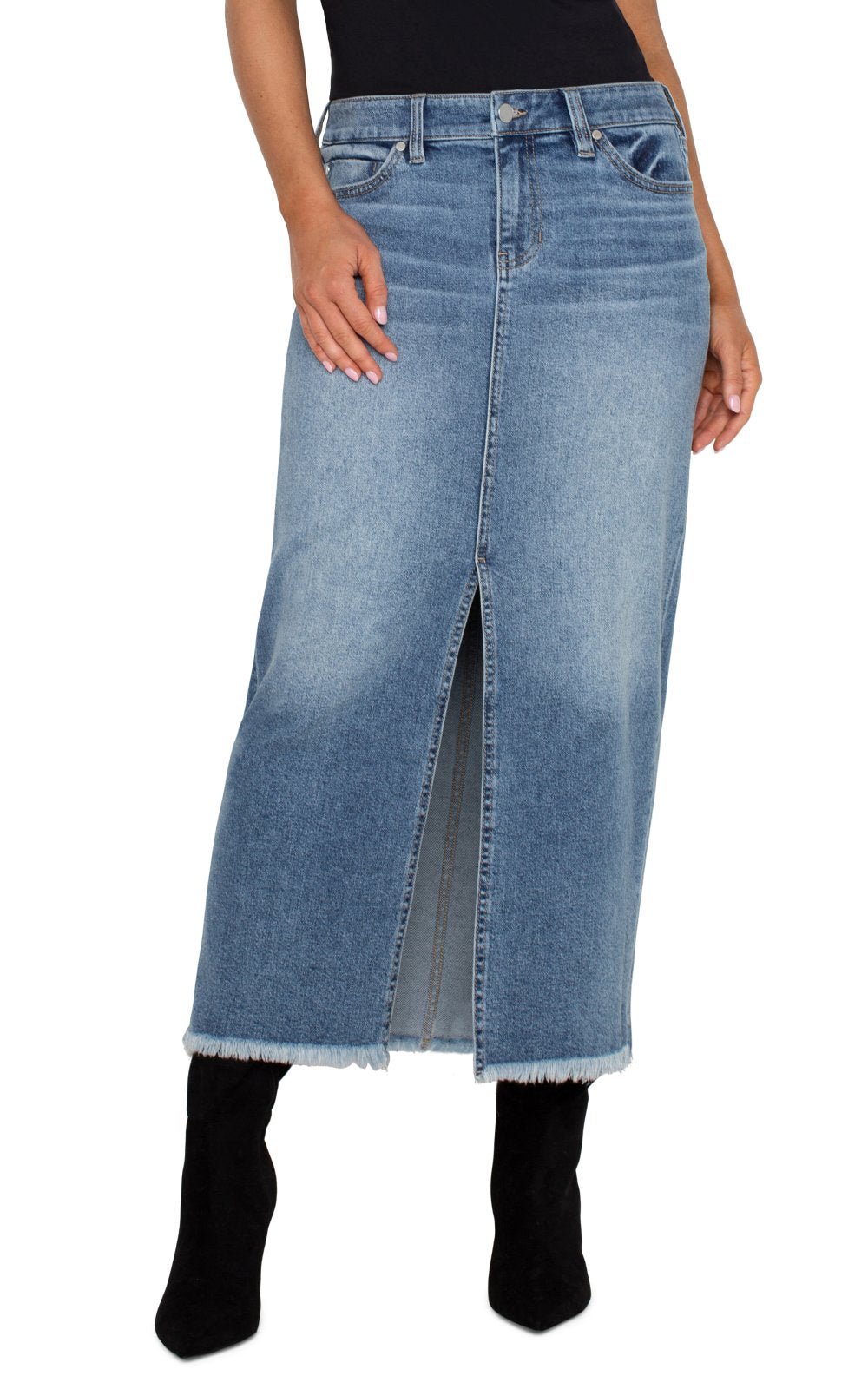 Front Slit Denim Skirt from Liverpool - High Call Outfitters