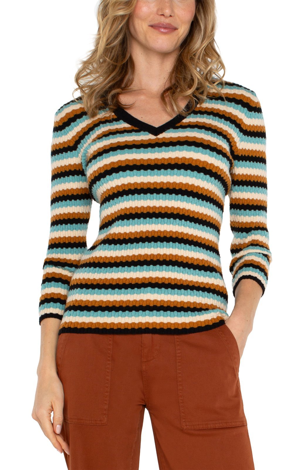 3/4 Sleeve Stripe Sweater from Liverpool - High Call Outfitters