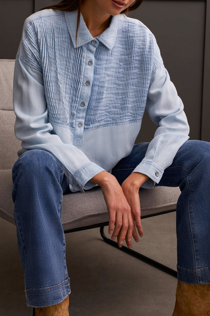 Popover Tunic Pleated Yoke Tencel Shirt from Tribal