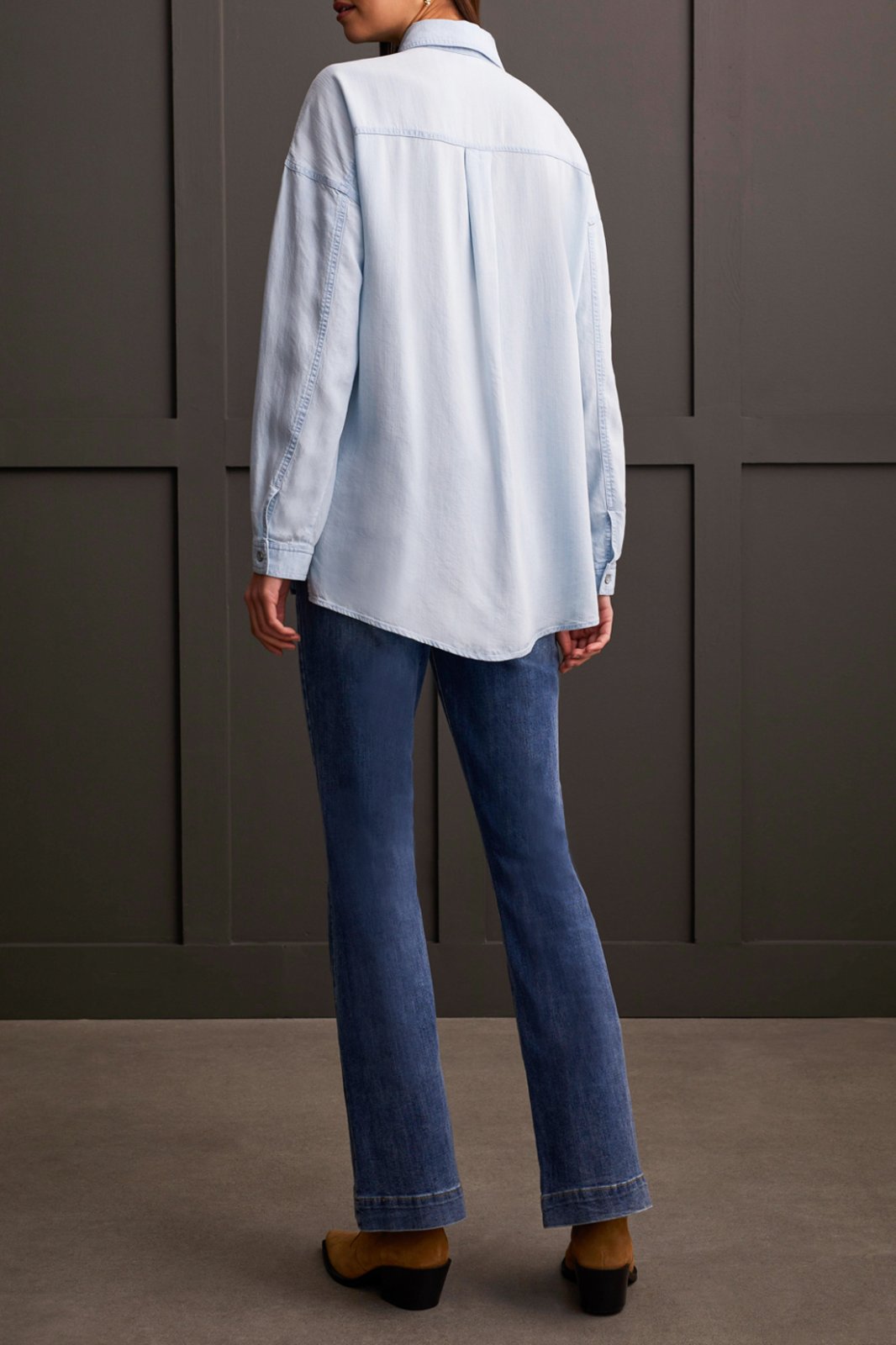 Popover Tunic Pleated Yoke Tencel Shirt from Tribal