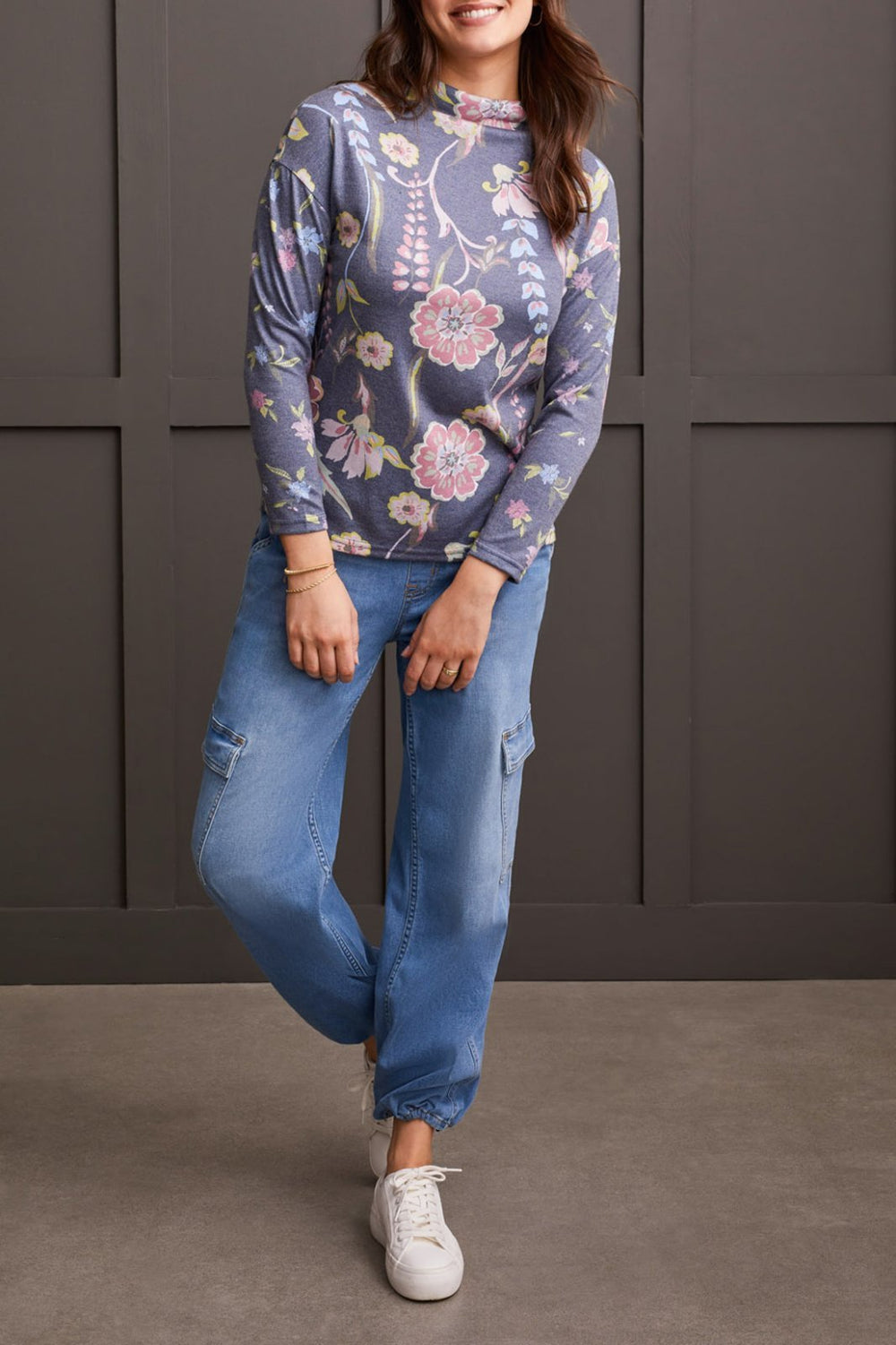 Drop Shoulder Funnel Neck Sweater from Tribal - High Call Outfitters