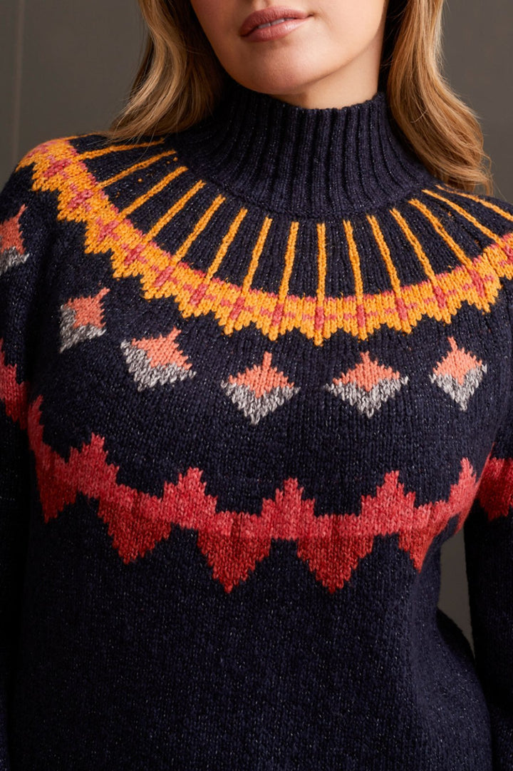 Mock Neck Intarsia Sweater from Tribal - High Call Outfitters