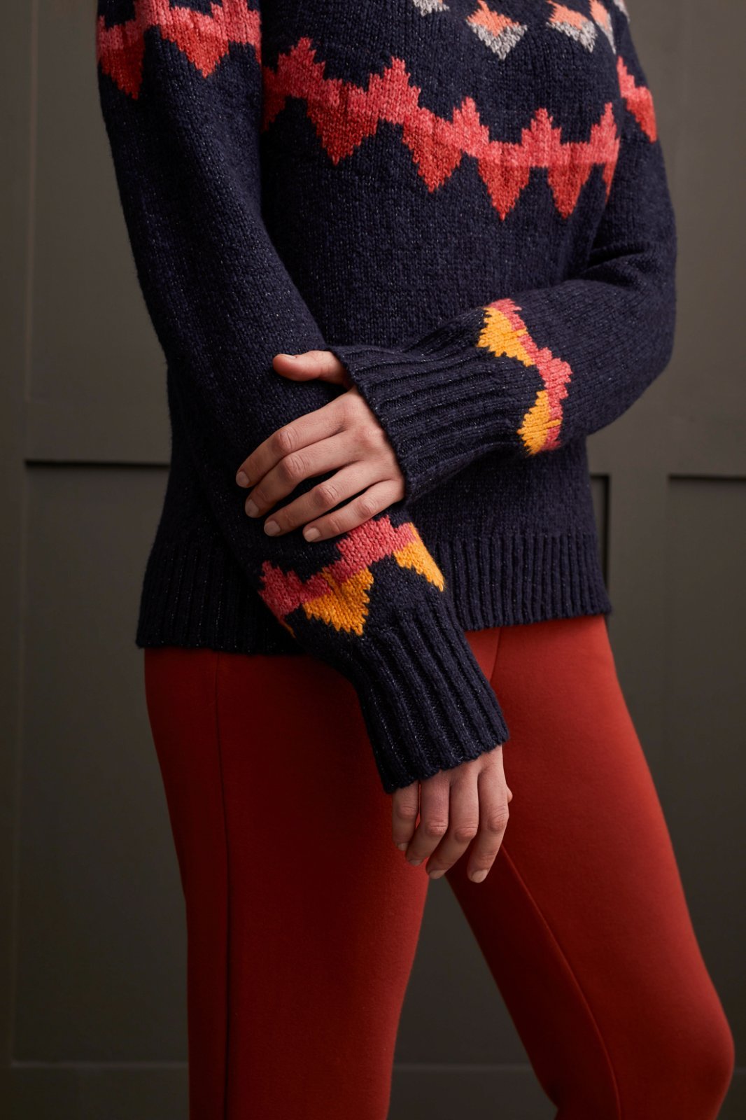Mock Neck Intarsia Sweater from Tribal - High Call Outfitters
