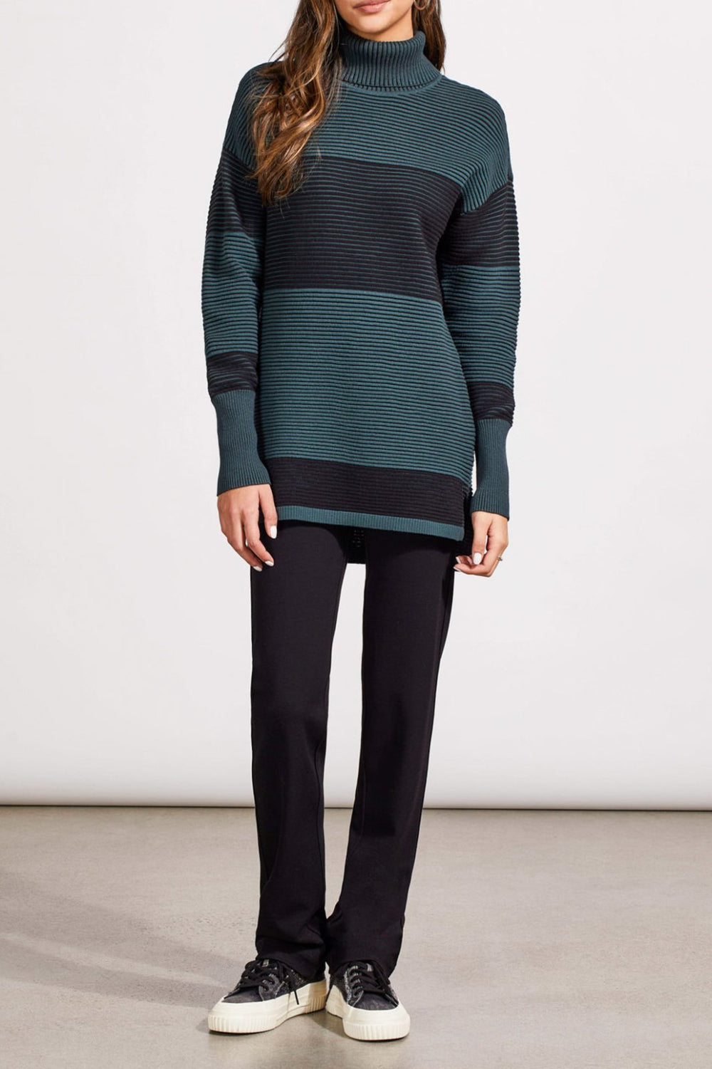 Two Tone Ottoman Turtleneck Sweater from Tribal - High Call Outfitters