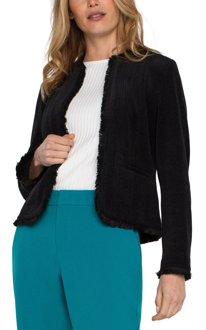 Collarless Frayed Edge Jacket from Liverpool