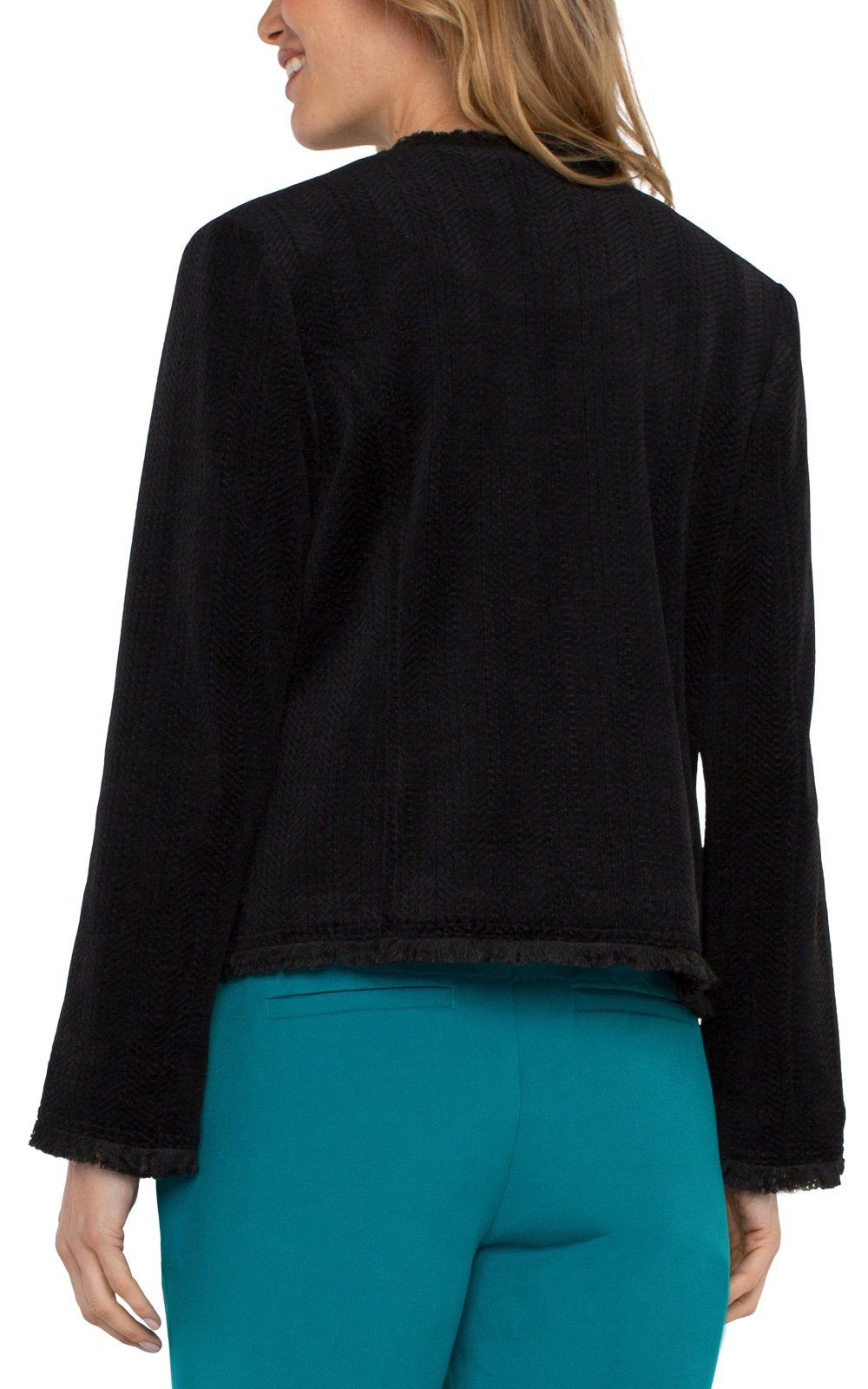 Collarless Frayed Edge Jacket from Liverpool