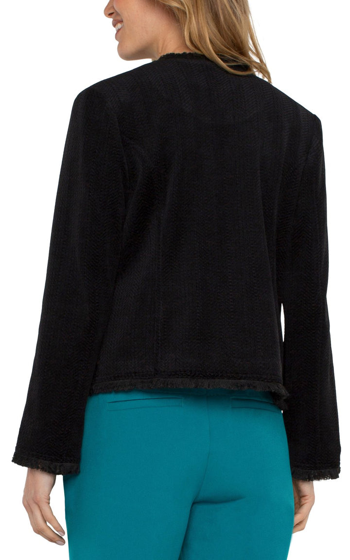 Collarless Frayed Edge Jacket from Liverpool