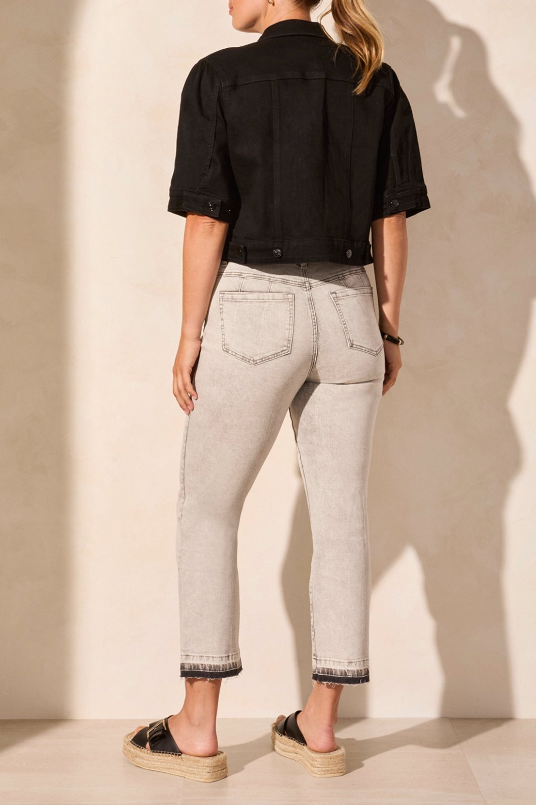 Cropped Elbow Sleeve Denim Jacket from Tribal