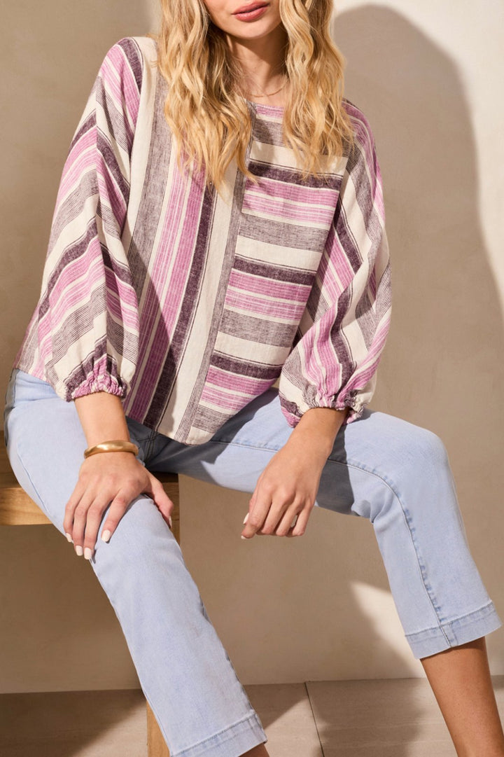 Striped Boat Neck Dolman Sleeve Top from Tribal