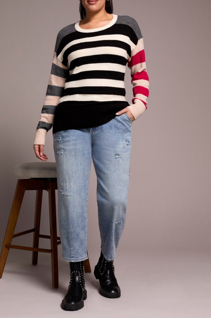 Boat Neck Stripe Sweater from Tribal - High Call Outfitters