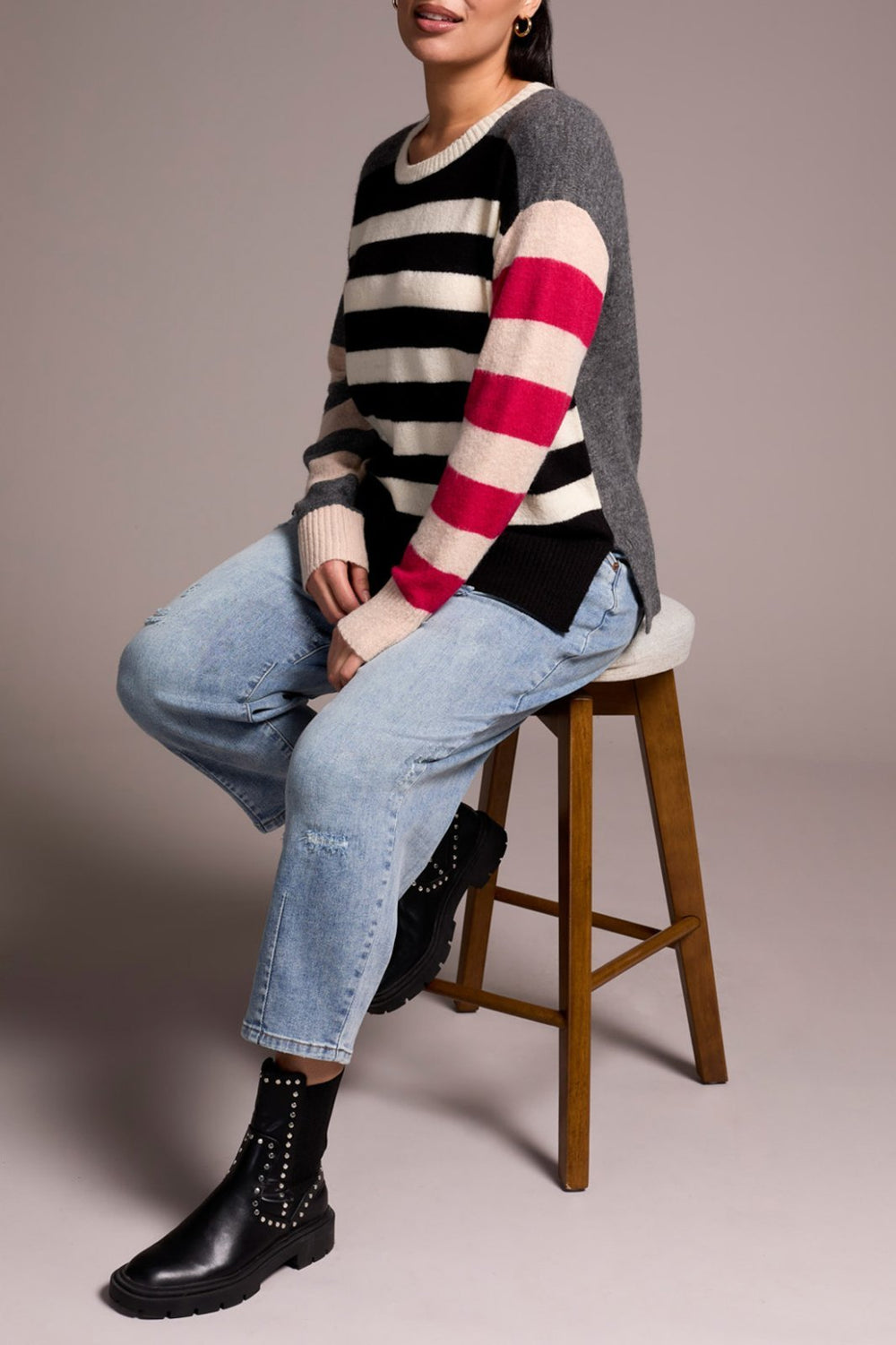 Boat Neck Stripe Sweater from Tribal - High Call Outfitters