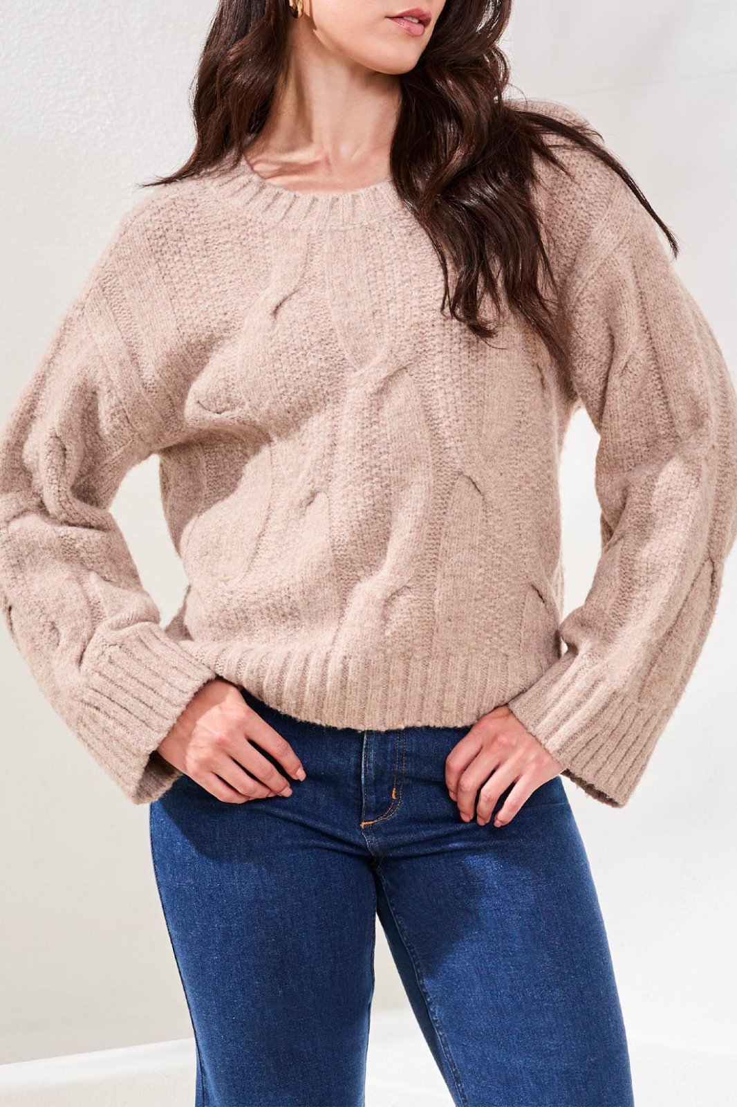 Loose Fit Cable Sweater from Tribal - High Call Outfitters