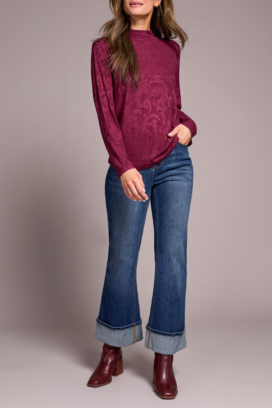 Mock Neck Solid Top from Tribal