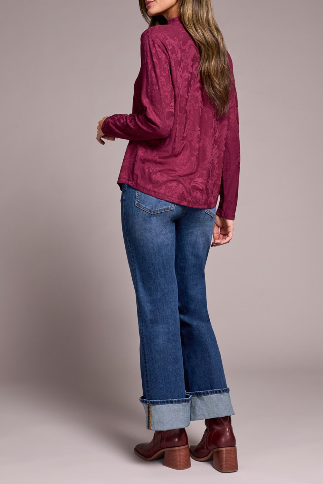 Mock Neck Solid Top from Tribal - High Call Outfitters