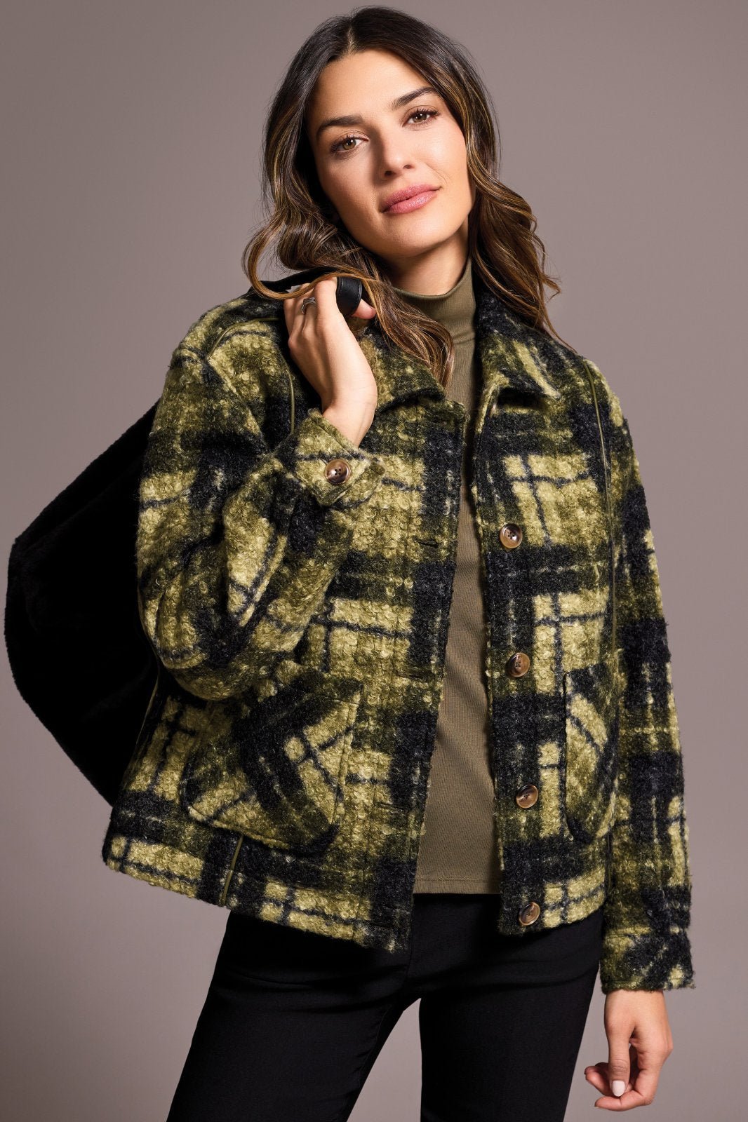 Plaid Button Front Jacket from Tribal - High Call Outfitters