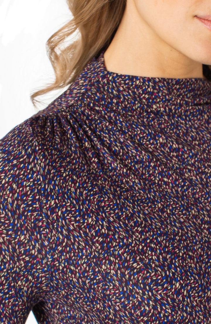 Mock Neck Knit Top with Shirring from Liverpool