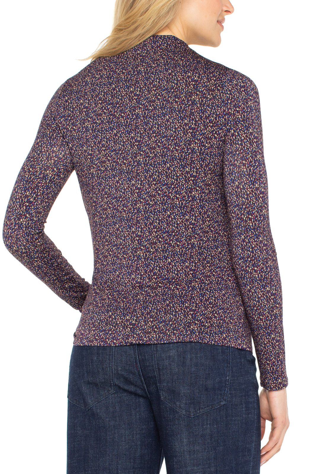 Mock Neck Knit Top with Shirring from Liverpool