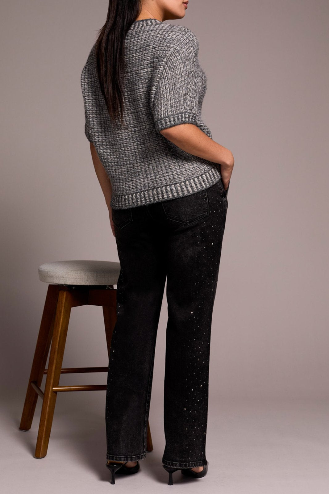 Crew Neck Cap Sleeve Knit Sweater from Tribal