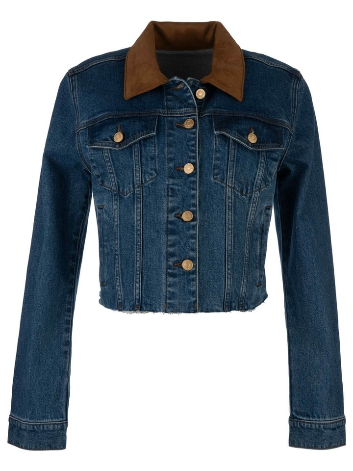 Suede Collar Denim Jacket from Kut from the Kloth