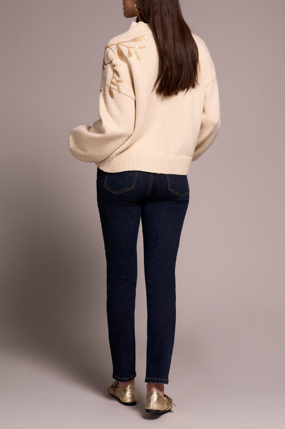 Mock Neck Sequin Sweater from Tribal - High Call Outfitters