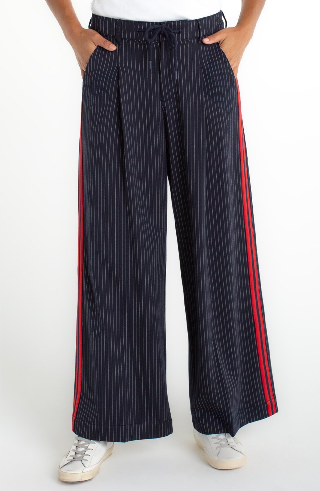 Wide Leg Stripe Pleated Trouser Pant from Liverpool - High Call Outfitters