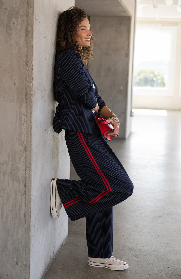 Wide Leg Stripe Pleated Trouser Pant from Liverpool