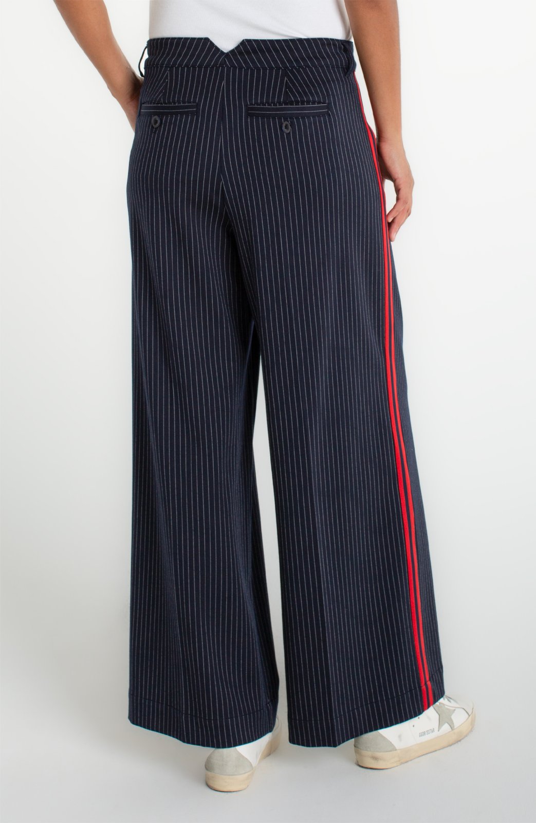 Wide Leg Stripe Pleated Trouser Pant from Liverpool