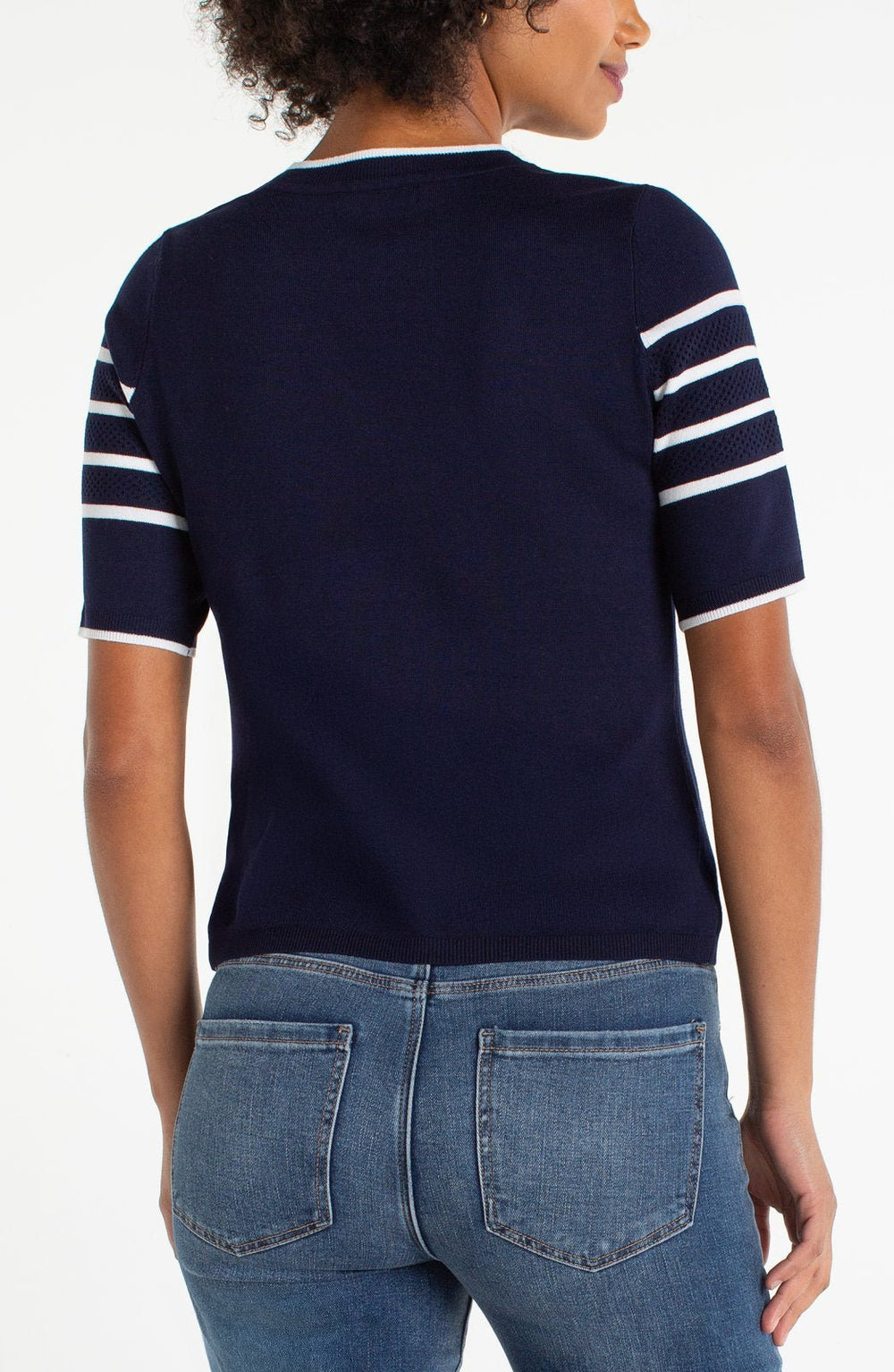 Nautical Stripe Short Sleeve Knit Top from Liverpool - High Call Outfitters