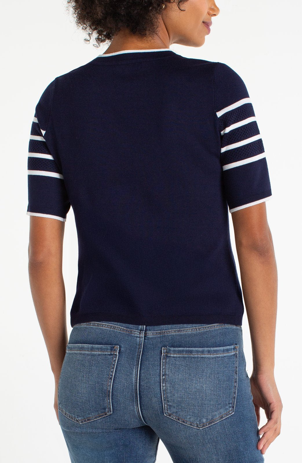 Nautical Stripe Short Sleeve Knit Top from Liverpool - High Call Outfitters