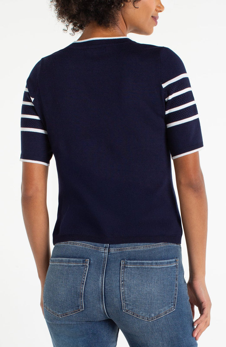 Nautical Stripe Short Sleeve Knit Top from Liverpool
