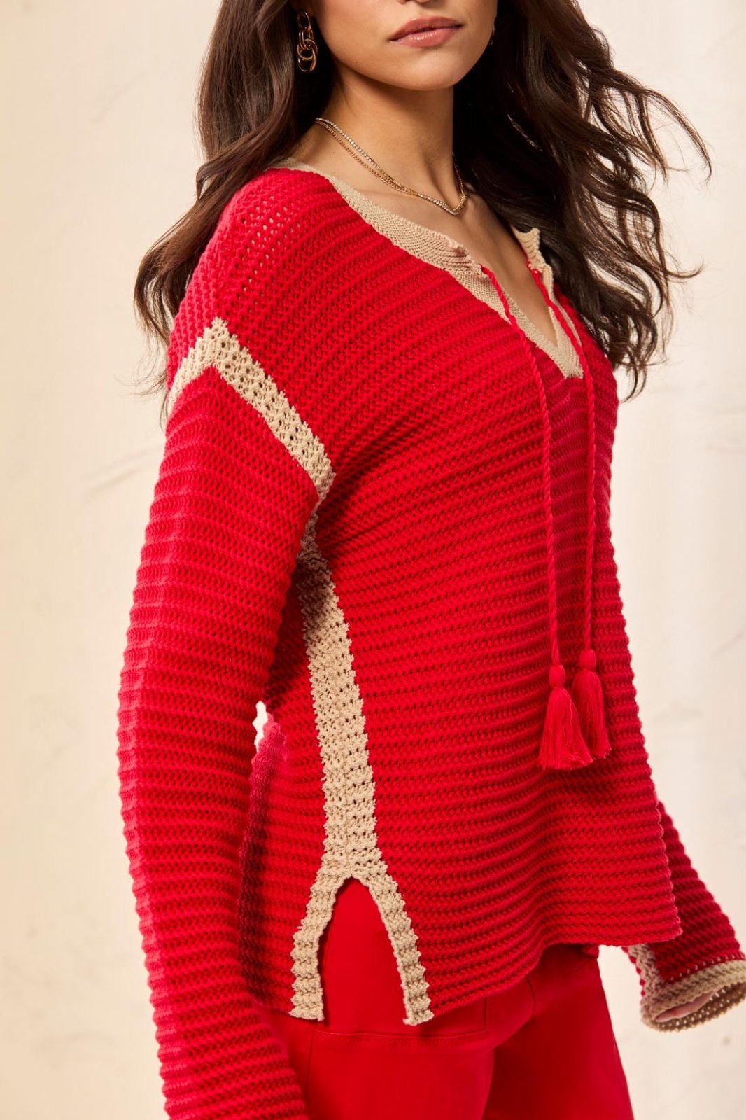 Notch Collar Open Weave Sweater from Tribal - High Call Outfitters