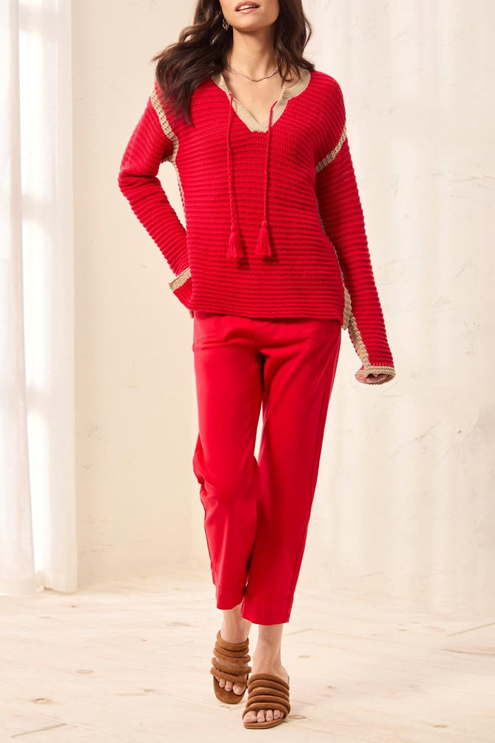 Notch Collar Open Weave Sweater from Tribal