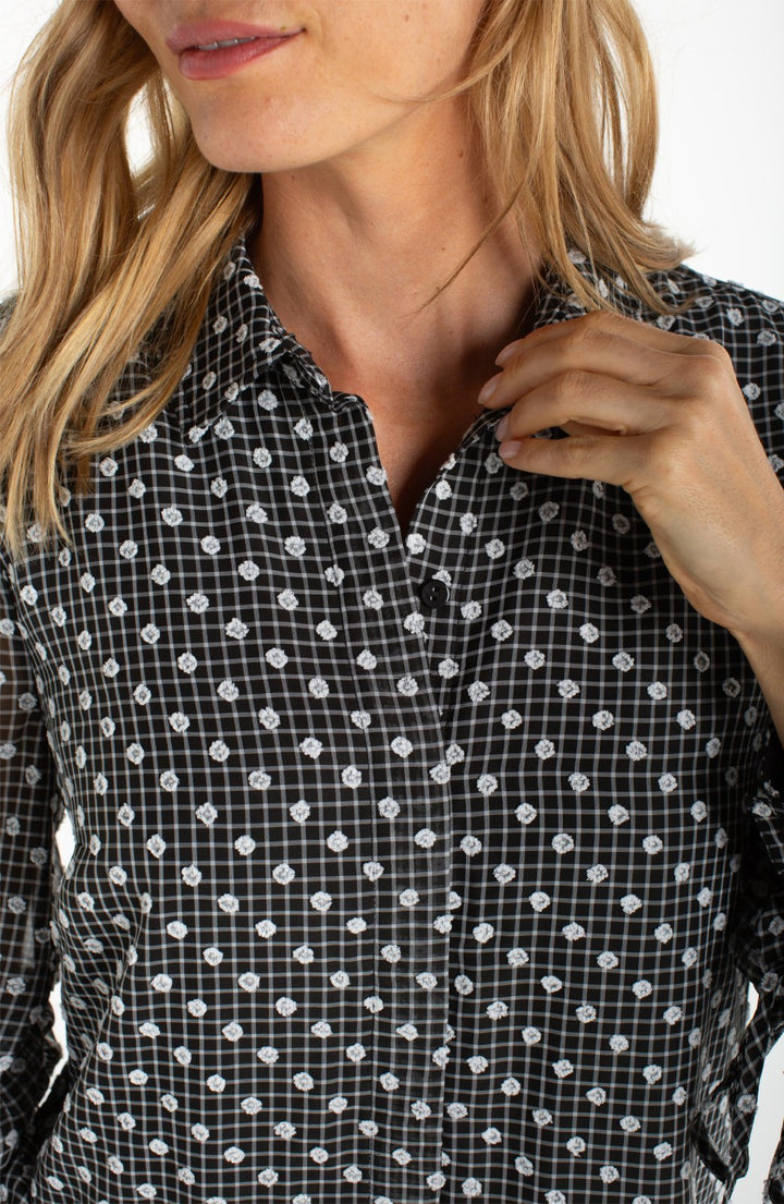 Long Sleeve Collared Woven Blouse with Tie Detail from Liverpool - High Call Outfitters