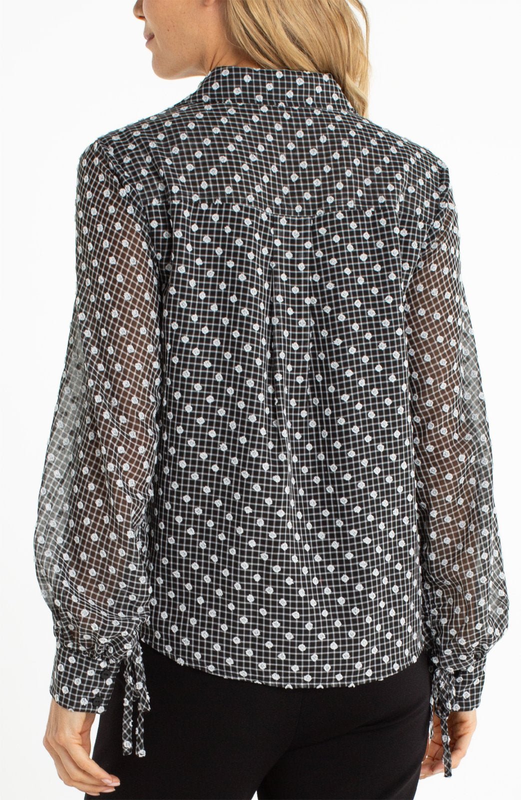 Long Sleeve Collared Woven Blouse with Tie Detail from Liverpool - High Call Outfitters