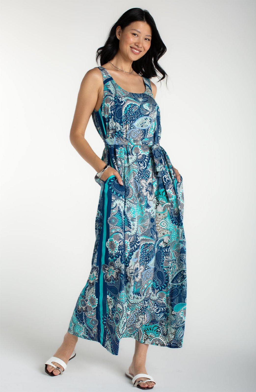 Sleeveless Woven Maxi Dress with Self Belt from Liverpool - High Call Outfitters