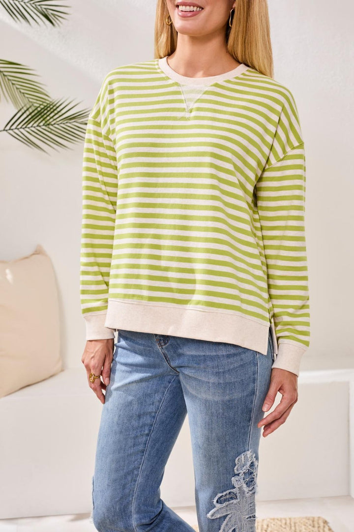 Stripe Long Sleeve Crew Knit Top from Tribal - High Call Outfitters