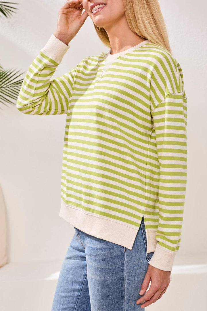 Stripe Long Sleeve Crew Knit Top from Tribal - High Call Outfitters