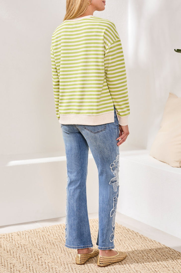 Stripe Long Sleeve Crew Knit Top from Tribal - High Call Outfitters