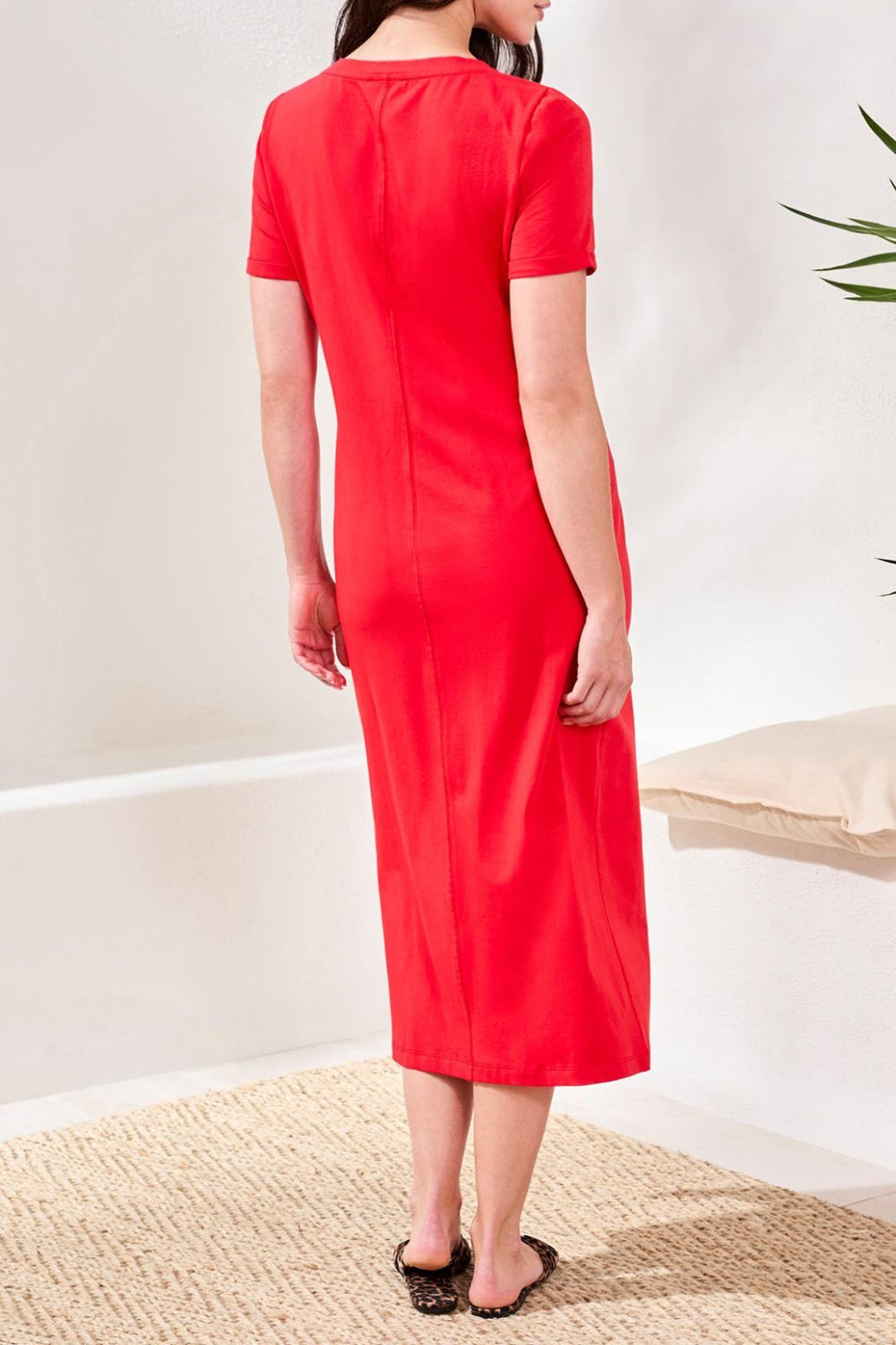 Short Sleeve Midi Dress with Twist Knot from Tribal - High Call Outfitters