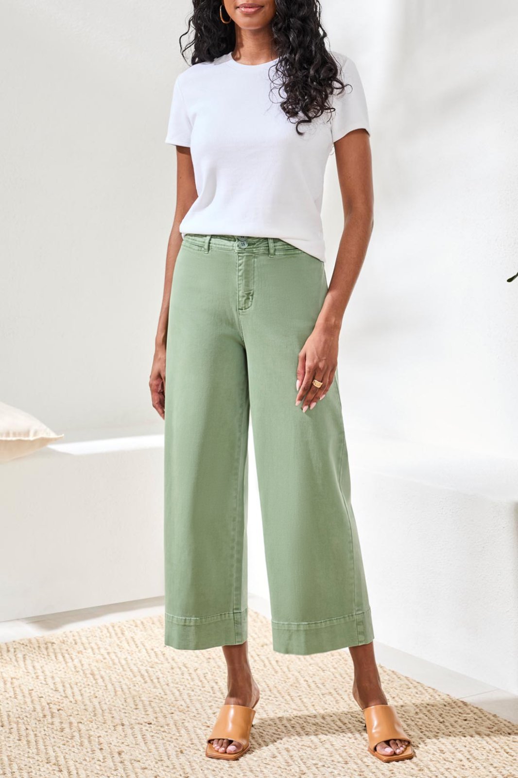 Comfort Stretch High Rise Palazzo Crop Pant from Tribal - High Call Outfitters