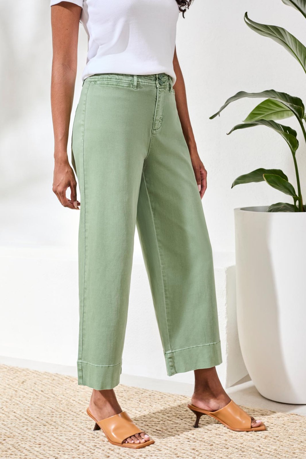 Comfort Stretch High Rise Palazzo Crop Pant from Tribal - High Call Outfitters