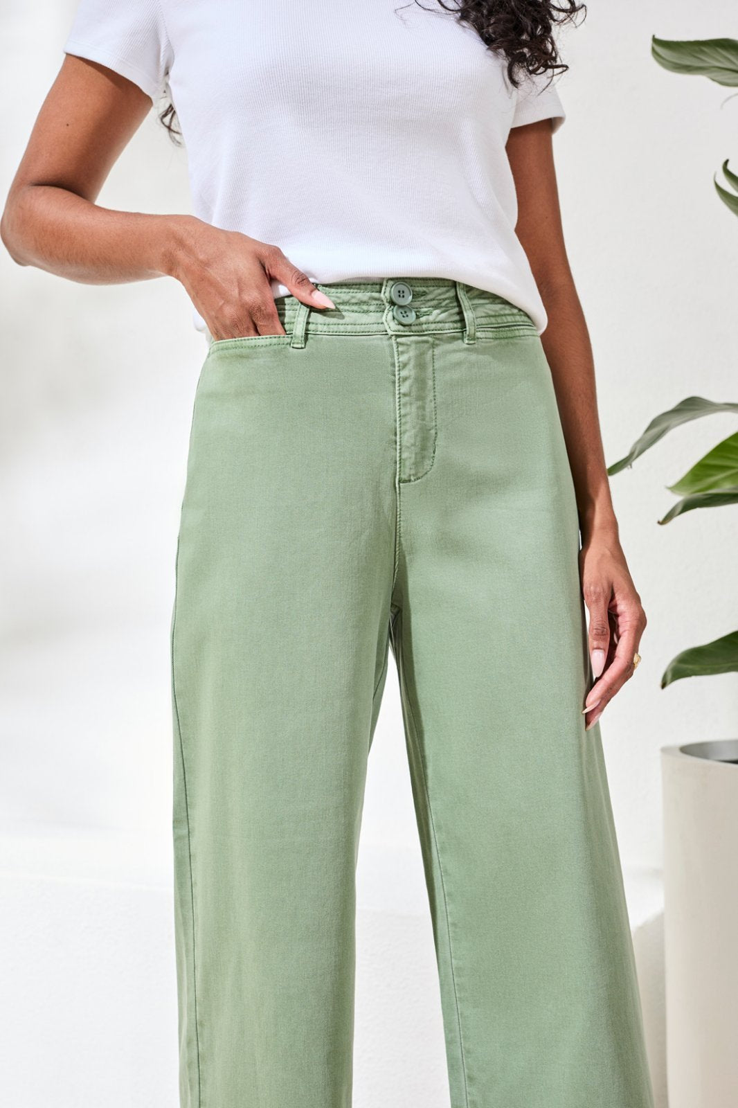 Comfort Stretch High Rise Palazzo Crop Pant from Tribal - High Call Outfitters