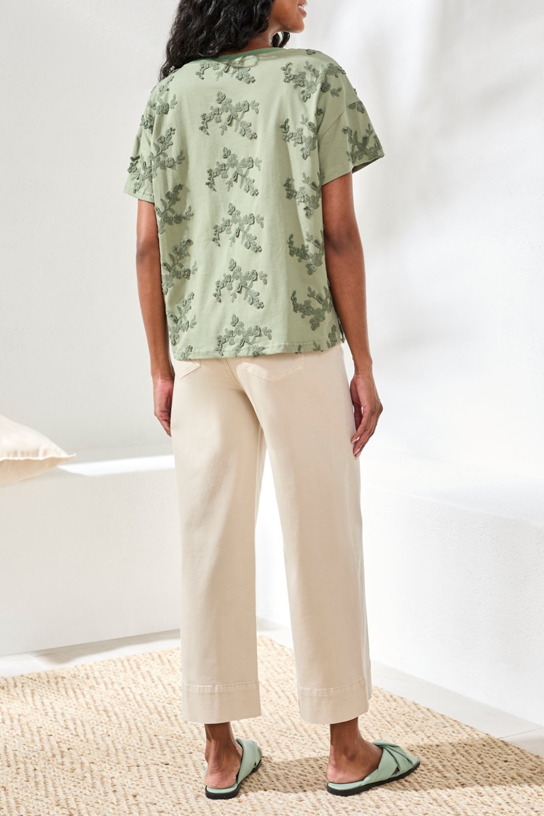 Short Sleeve Embellished Crew Neck Top from Tribal - High Call Outfitters