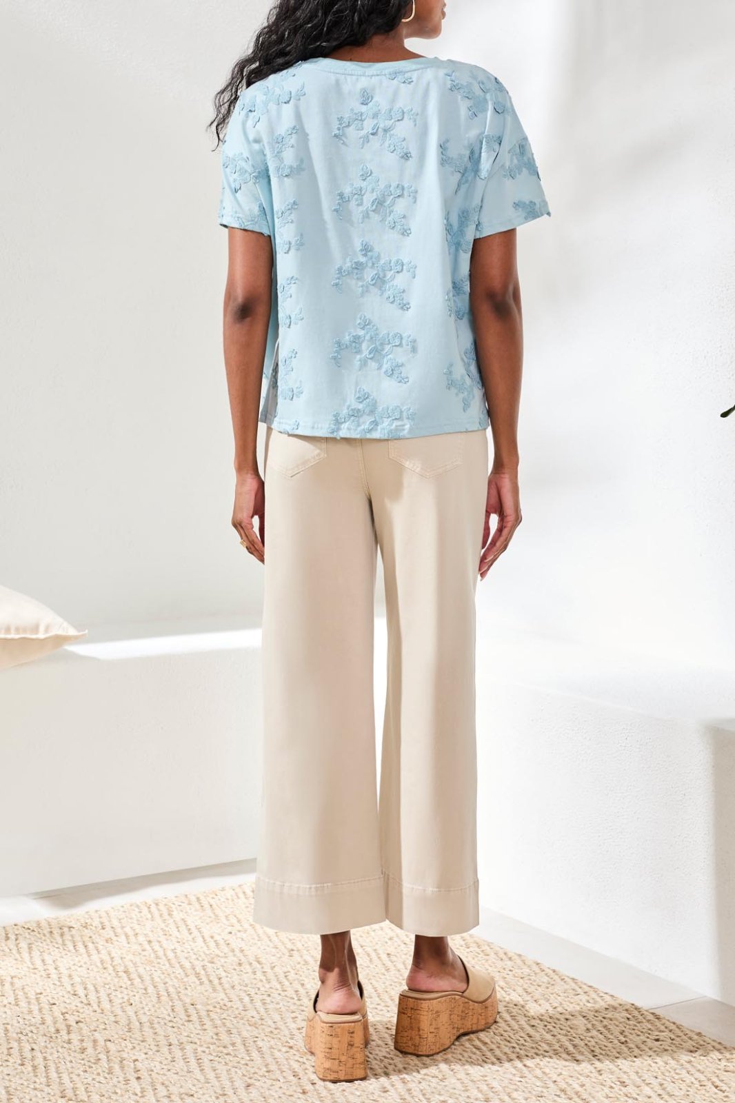 Short Sleeve Embellished Crew Neck Top from Tribal - High Call Outfitters