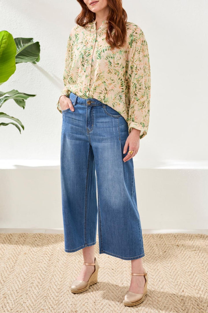 Audrey Pleated Wide Leg Crop Jean from Tribal - High Call Outfitters