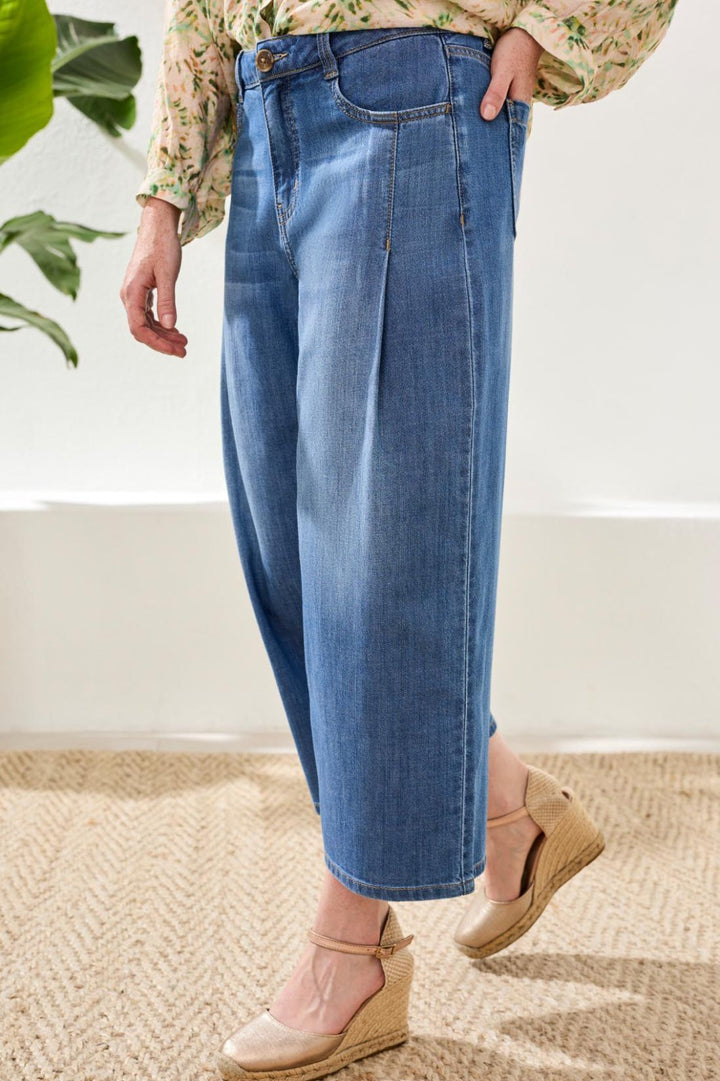 Audrey Pleated Wide Leg Crop Jean from Tribal - High Call Outfitters