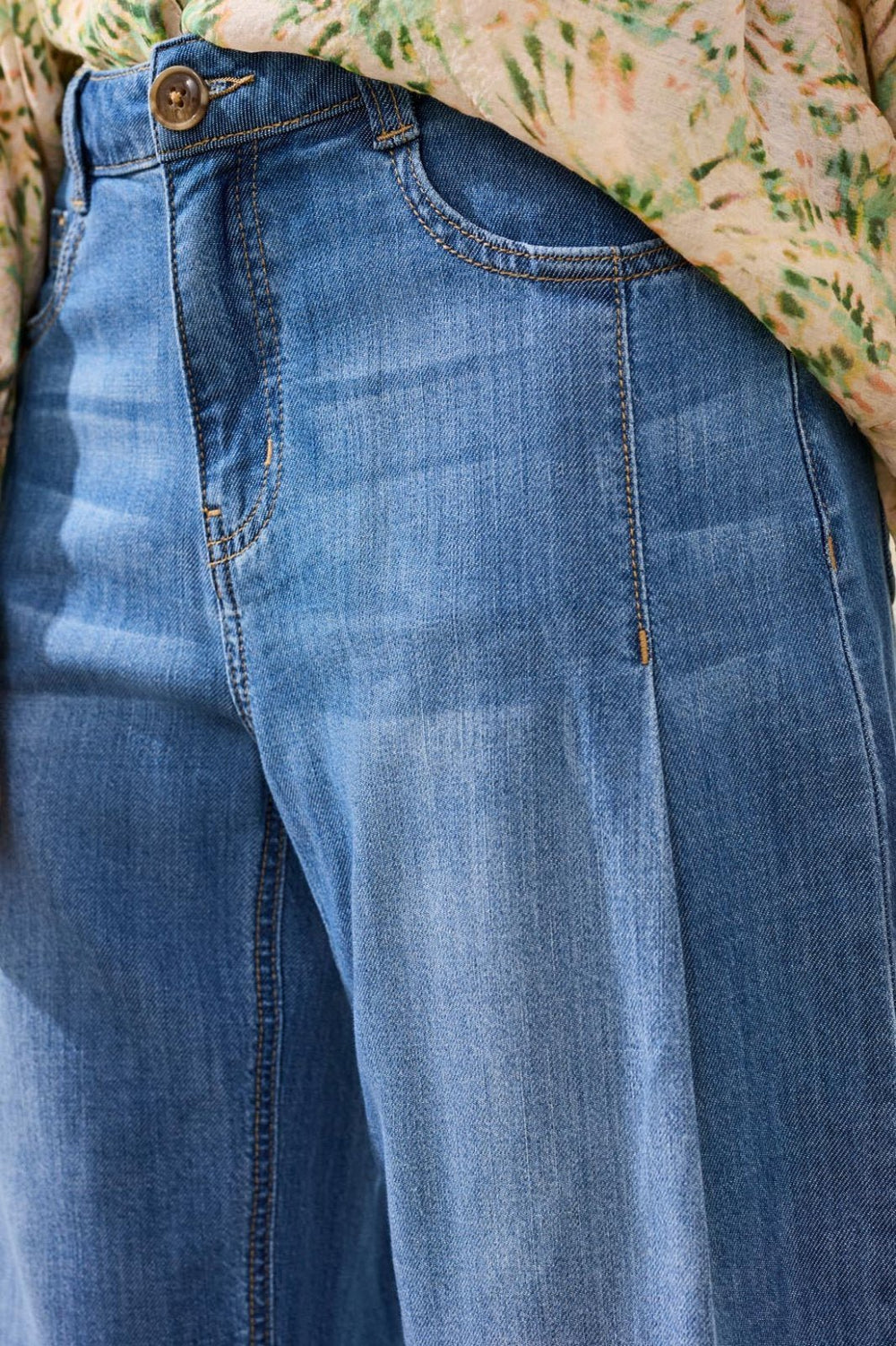 Audrey Pleated Wide Leg Crop Jean from Tribal - High Call Outfitters