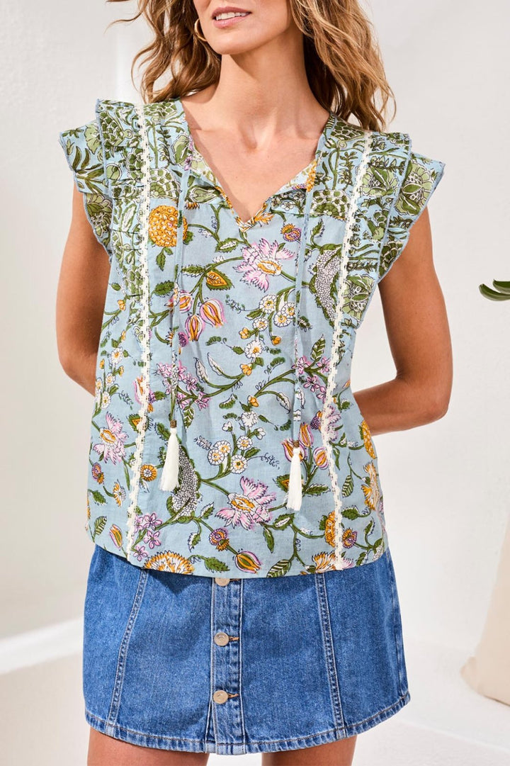 Mixed Print Blouse from Tribal - High Call Outfitters